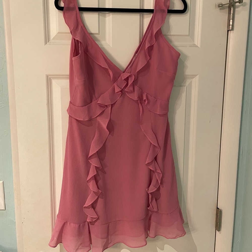 Pink ruffled mini dress